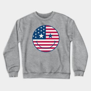 American Flag Retro Cute Smiley Face Vintage Crewneck Sweatshirt